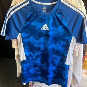 Adidas Blue Camo Kids Short Sleeve Tee